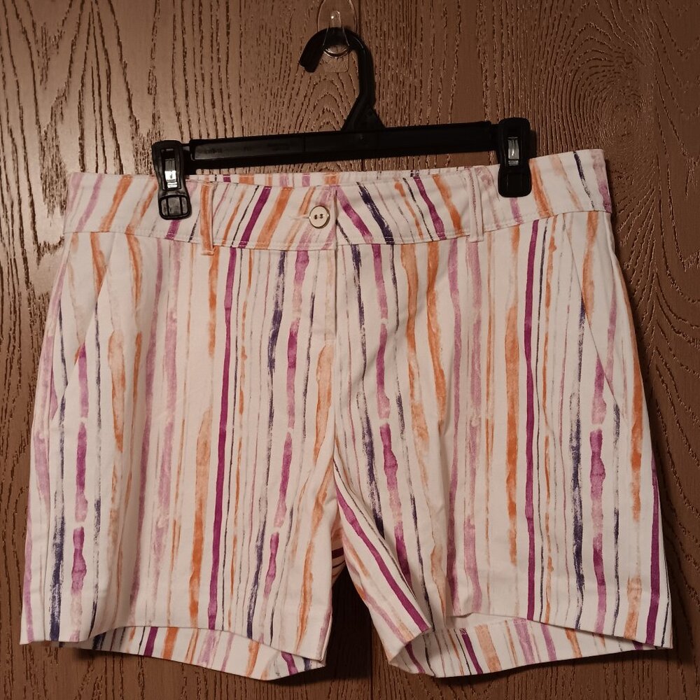 Isaac Mizrahi White & Multi-Colored Shorts Womens Size 10